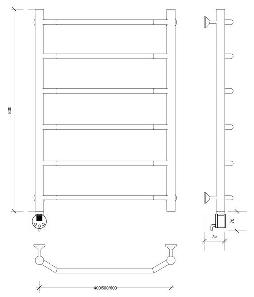 Полотенцесушитель электрический Secado Агата 1 80x40 хром