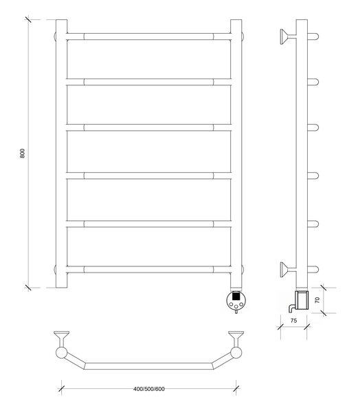 Полотенцесушитель электрический Secado Агата 1 80x50 хром