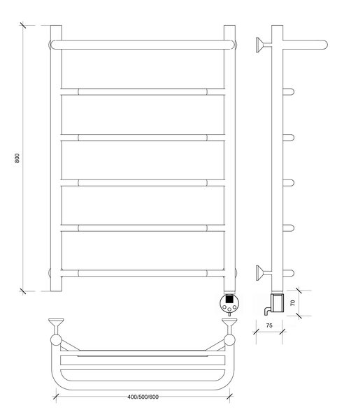 Полотенцесушитель электрический Secado Агата 1 СП 80x40 хром