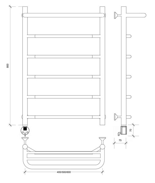 Полотенцесушитель электрический Secado Агата 1 СП 80x60 хром