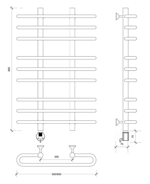 Полотенцесушитель электрический Secado Венеция 3 80x20x50 хром