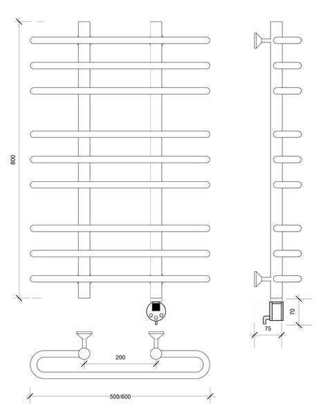 Полотенцесушитель электрический Secado Венеция 3 80x20x50 хром