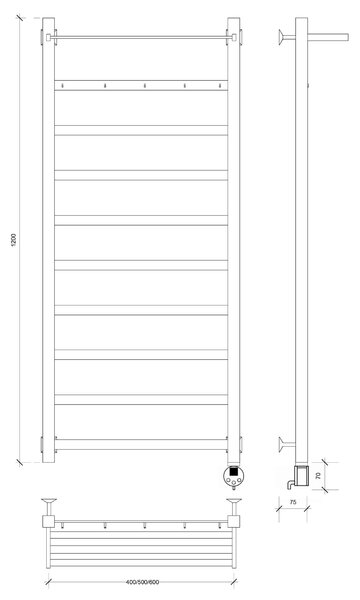 Полотенцесушитель электрический Secado Корсико 1 КСП 120x40 хром