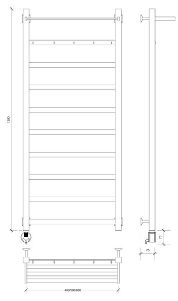 Полотенцесушитель электрический Secado Корсико 1 КСП 120x60 хром
