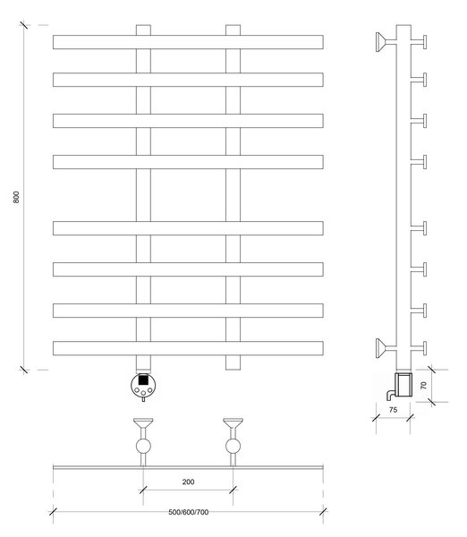 Полотенцесушитель электрический Secado Понтида 4 80x20x50 хром