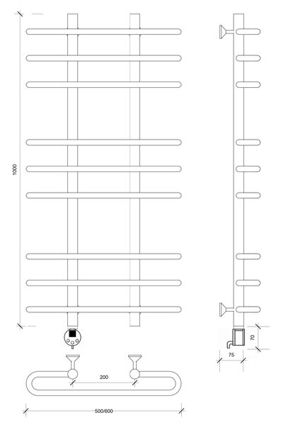 Полотенцесушитель электрический Secado Венеция 3 100x20x50 хром