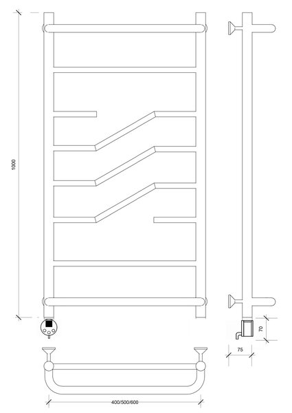 Полотенцесушитель электрический Secado Риволи СП 100x40 хром