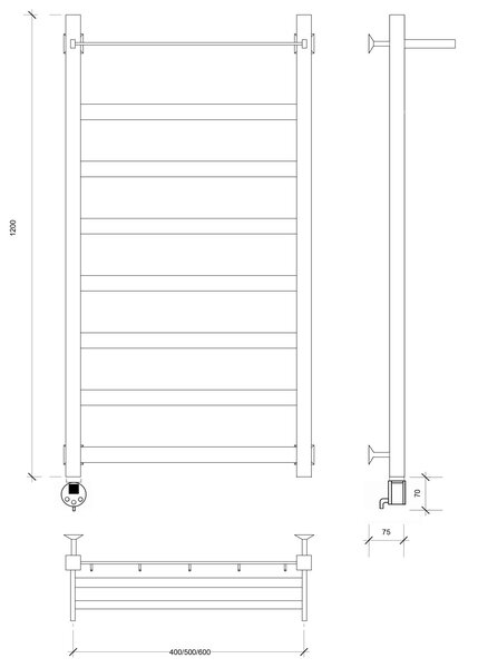 Полотенцесушитель электрический Secado Комано 1 СП 120x50 хром