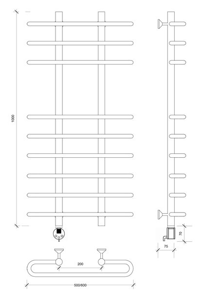 Полотенцесушитель электрический Secado Венеция 5 100x20x50 хром