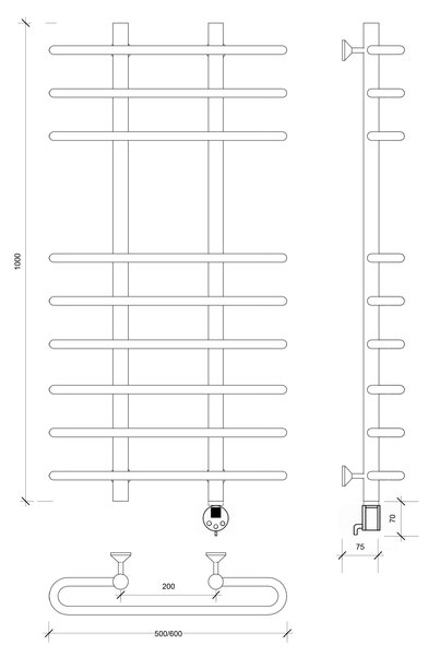 Полотенцесушитель электрический Secado Венеция 5 100x20x60 хром