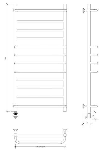 Полотенцесушитель электрический Secado Верона 1 120x50 хром