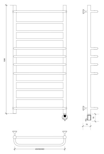 Полотенцесушитель электрический Secado Верона 1 120x50 хром