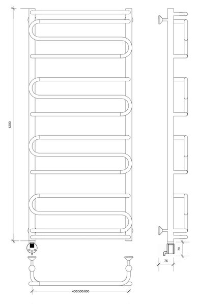 Полотенцесушитель электрический Secado Валенсия 2 120x40 хром
