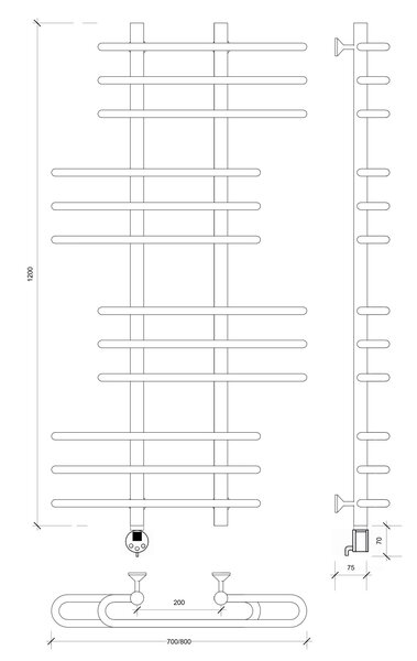 Полотенцесушитель электрический Secado Венеция 6 120x20x80 хром