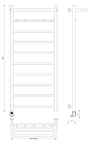 Полотенцесушитель электрический Secado Триада 1 КСП 120x40 хром