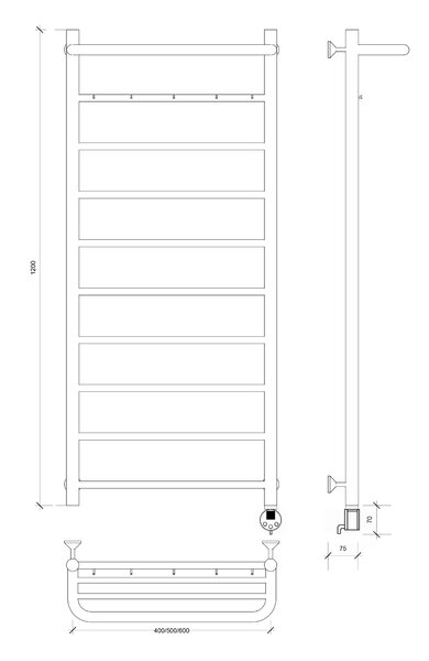 Полотенцесушитель электрический Secado Триада 1 КСП 120x50 хром