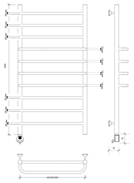 Полотенцесушитель электрический Secado Триест 120x50 хром