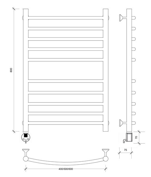 Полотенцесушитель электрический Secado Милан 4 80x60 хром