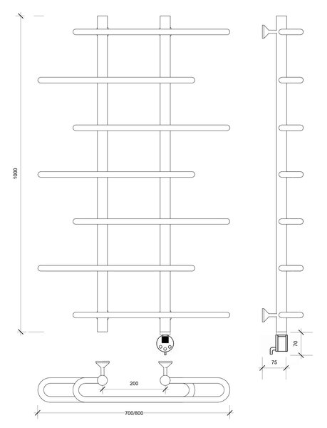 Полотенцесушитель электрический Secado Венеция 4 100x20x80 хром