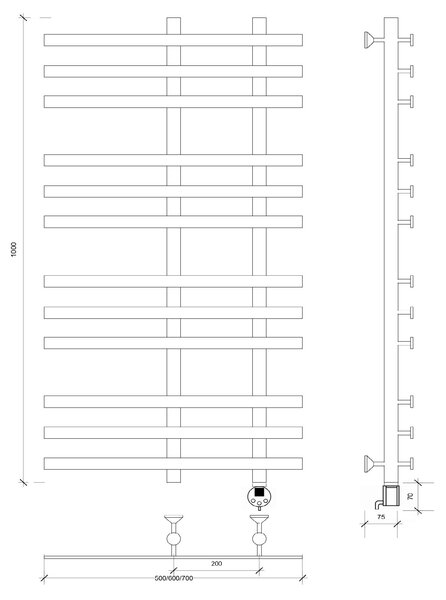 Полотенцесушитель электрический Secado Понтида 3 100x20x50 хром