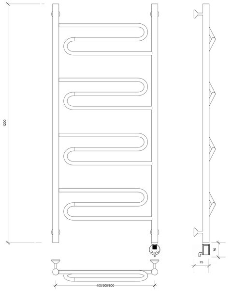 Полотенцесушитель электрический Secado Валенсия 1 120x50 хром
