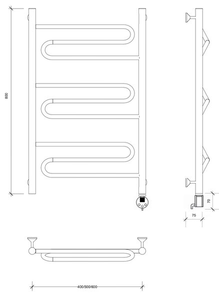 Полотенцесушитель электрический Secado Валенсия 1 80x60 хром