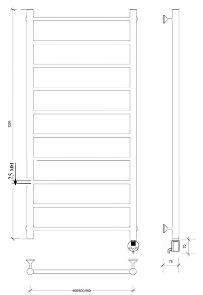 Полотенцесушитель электрический Secado Триада 1 плюс 120x50 хром