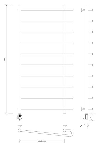 Полотенцесушитель электрический Secado Венеция 2 120x40x50 хром