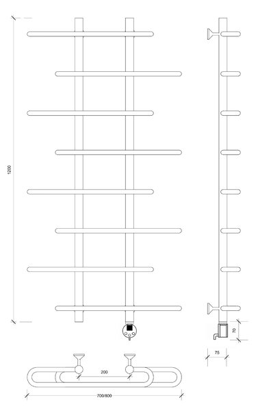 Полотенцесушитель электрический Secado Венеция 4 120x20x70 хром