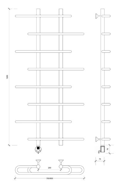 Полотенцесушитель электрический Secado Венеция 4 120x20x80 хром