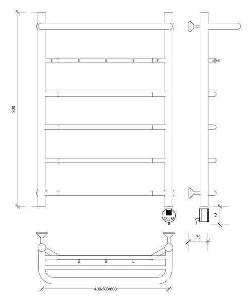 Полотенцесушитель электрический Secado Агата 1 К 80x40 хром
