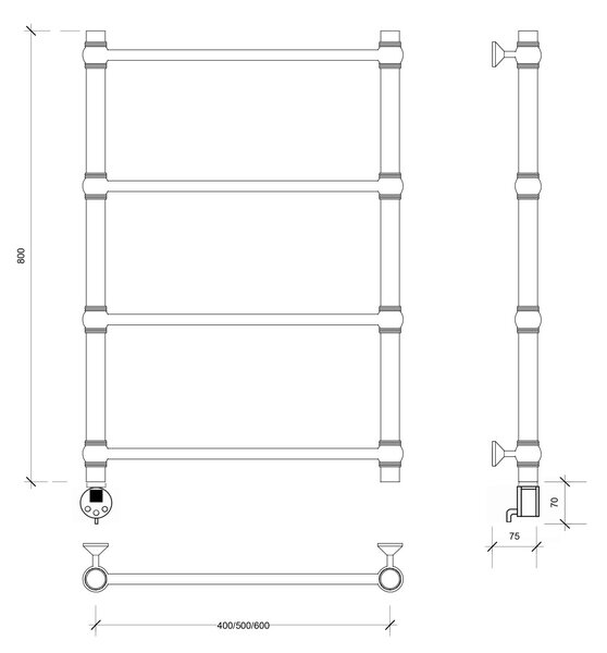 Полотенцесушитель электрический Secado Флоренция 1 80x40 хром