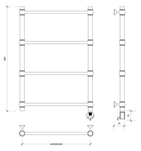 Полотенцесушитель электрический Secado Флоренция 1 80x40 хром