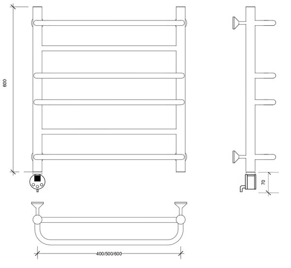 Полотенцесушитель электрический Secado Модена 2 60x50 хром