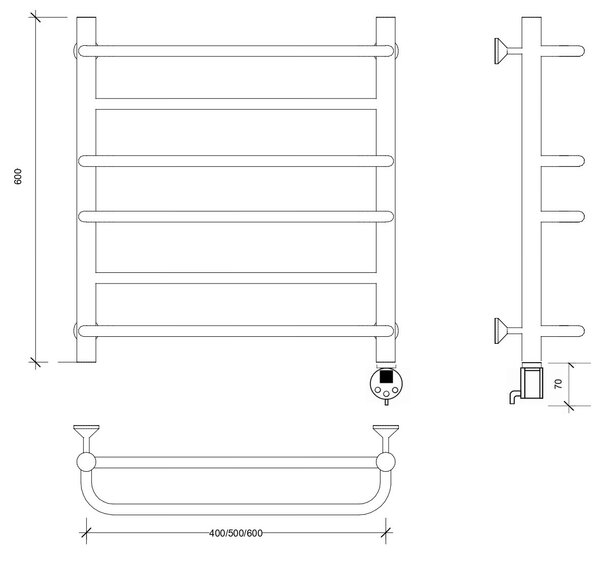 Полотенцесушитель электрический Secado Модена 2 60x60 хром