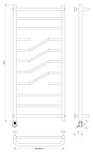 Полотенцесушитель электрический Secado Риволи СП 120x60 хром