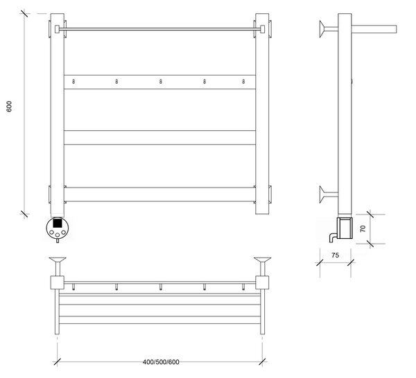 Полотенцесушитель электрический Secado Комано 1 КСП 60x60 хром