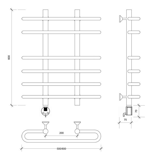 Полотенцесушитель электрический Secado Венеция 5 60x20x60 хром