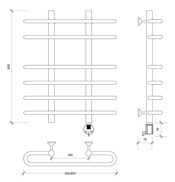 Полотенцесушитель электрический Secado Венеция 5 60x20x60 хром