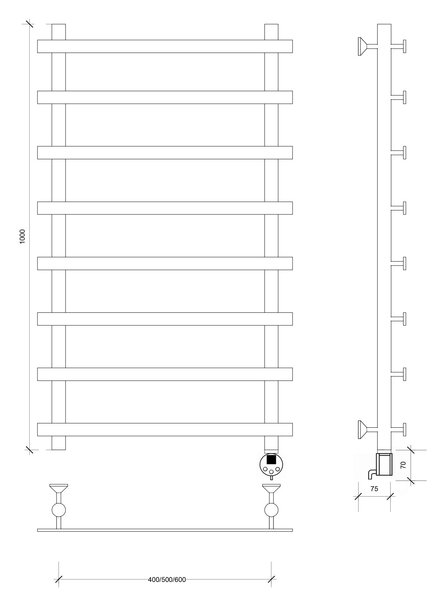 Полотенцесушитель электрический Secado Понтида 1 100x40x50 хром