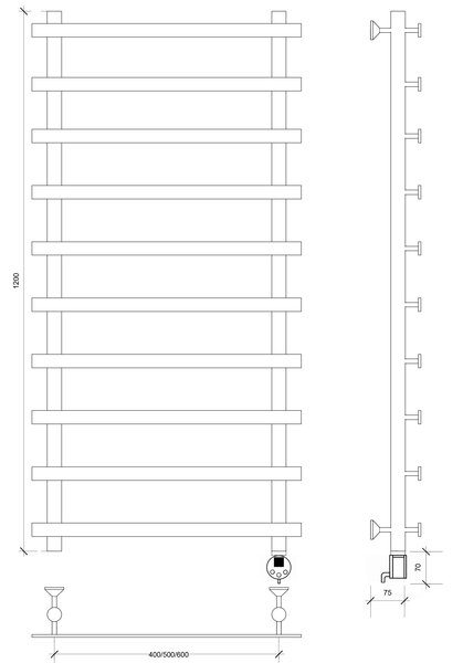 Полотенцесушитель электрический Secado Понтида 1 120x40x50 хром