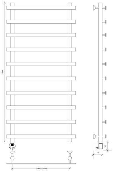 Полотенцесушитель электрический Secado Понтида 1 120x50x60 хром