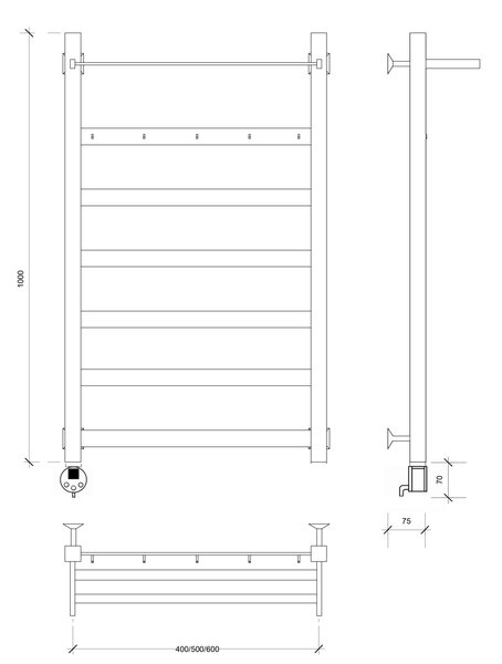 Полотенцесушитель электрический Secado Комано 1 КСП 100x50 хром