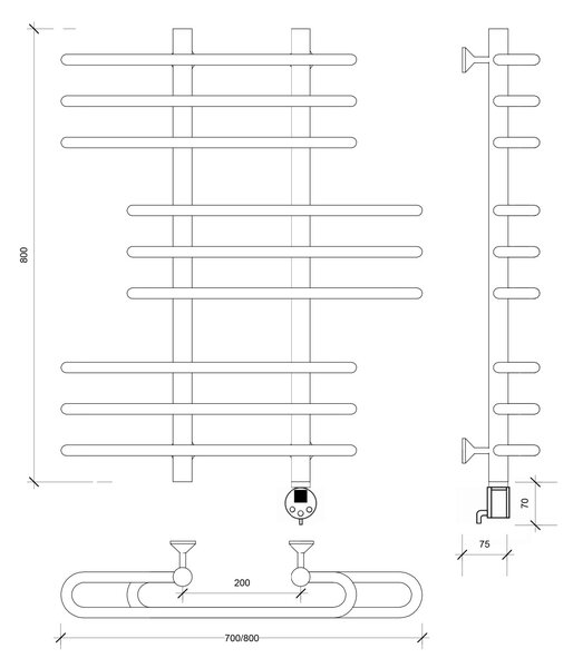 Полотенцесушитель электрический Secado Венеция 6 80x20x70 хром