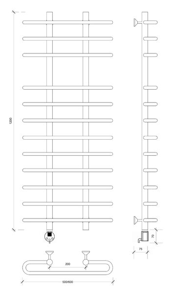 Полотенцесушитель электрический Secado Венеция 5 120x20x50 хром