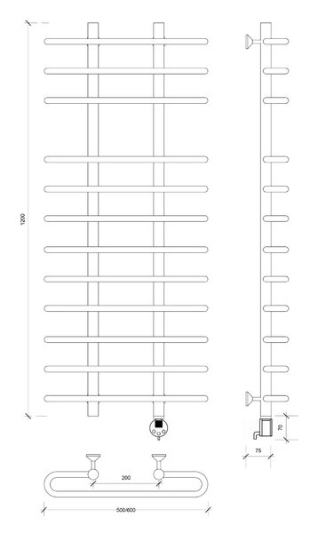 Полотенцесушитель электрический Secado Венеция 5 120x20x50 хром