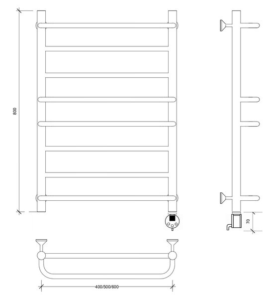Полотенцесушитель электрический Secado Модена 2 80x40 хром
