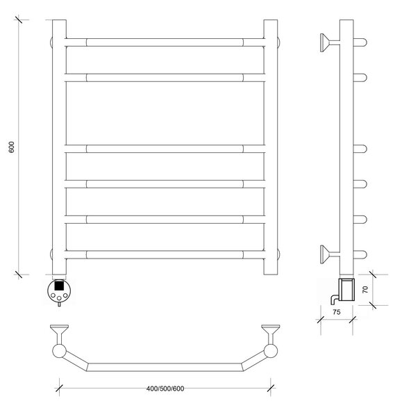 Полотенцесушитель электрический Secado Агата 5 60x60 хром