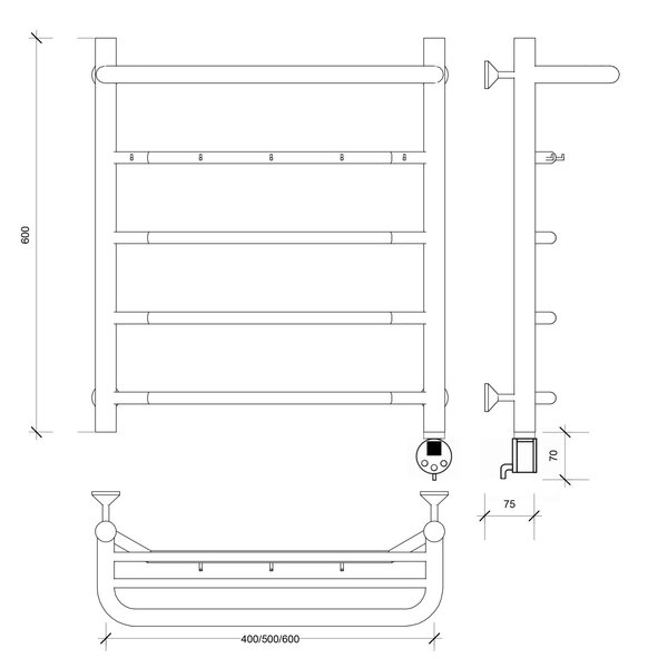 Полотенцесушитель электрический Secado Агата 1 КСП 60x60 хром