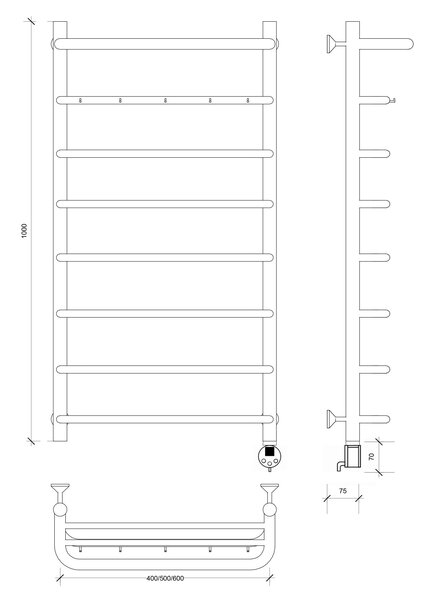 Полотенцесушитель электрический Secado Мерида 1 КСП 100x40 хром